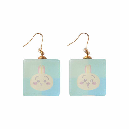 Chiikawa Tokyo Souvenir Square Glass Earrings (Usagi)