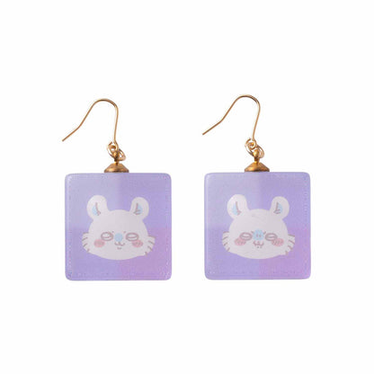 Chiikawa Tokyo Souvenir Square Glass Earrings (Momonga)