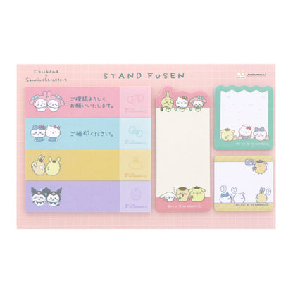 吉伊卡哇×三麗鷗角色們 立架便條紙（粉色）