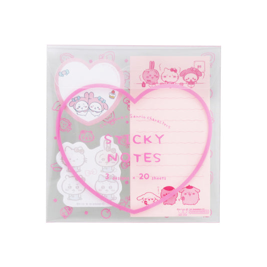 ちいかわ×サンリオキャラクターズ クリアケース付箋（ピンク）
