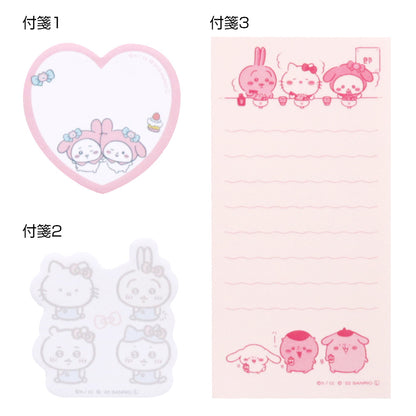 Chiikawa x Sanrio Characters Clear Case Sticky Notes (Pink)