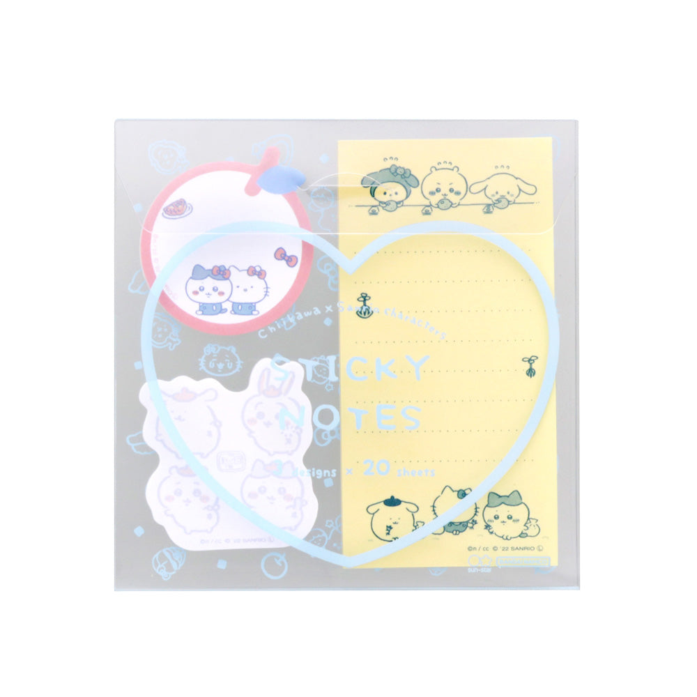 ちいかわ×サンリオキャラクターズ クリアケース付箋（ブルー）