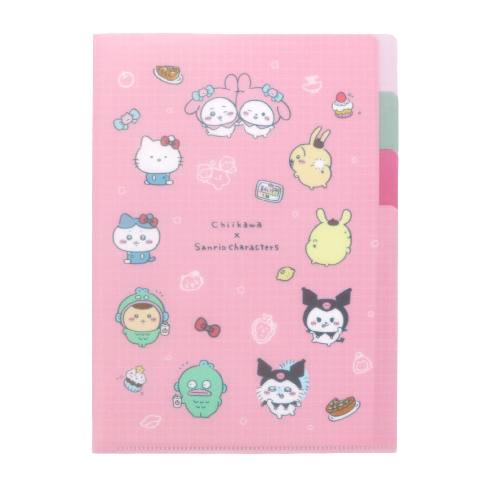 ちいかわ×サンリオキャラクターズ クリアファイルA5 3P（ピンク）