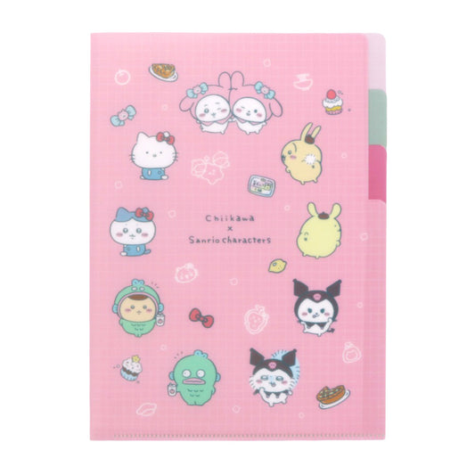 ちいかわ×サンリオキャラクターズ クリアファイルA5 3P（ピンク）
