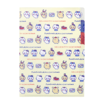 吉伊卡哇×三麗鷗角色們 透明文件夾A5 3P（奶油色）