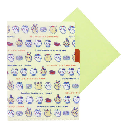 吉伊卡哇×三麗鷗角色們 透明文件夾A5 3P（奶油色）