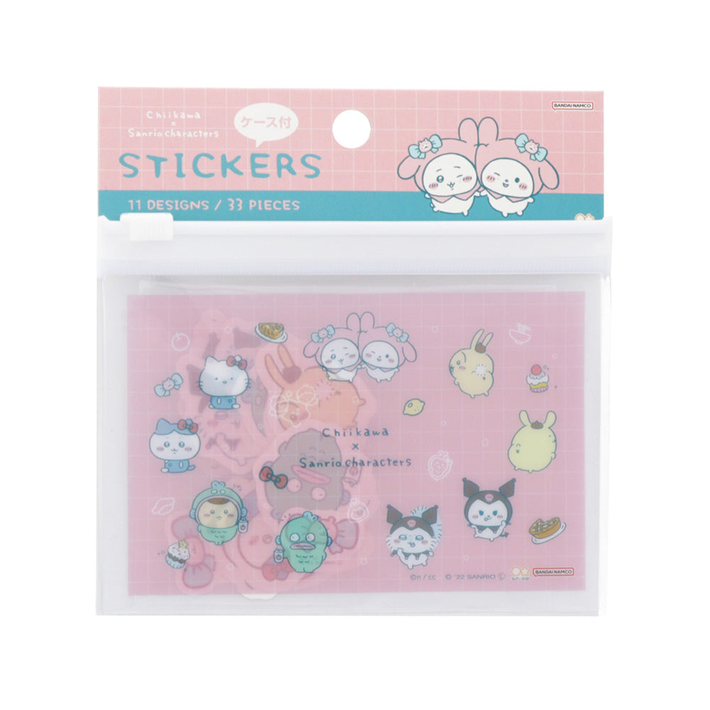 Chiikawa x Sanrio Characters Case-Attached Flake Stickers (Pink)