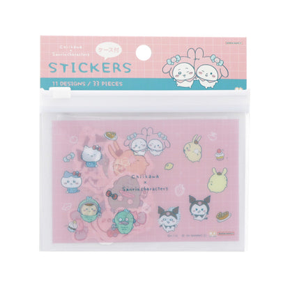 Chiikawa x Sanrio Characters Case-Attached Flake Stickers (Pink)