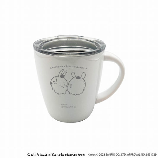 치이카와×산리오 캐릭터즈 뚜껑이 있는 스테인리스 머그컵 (폼폼푸린 우사기)