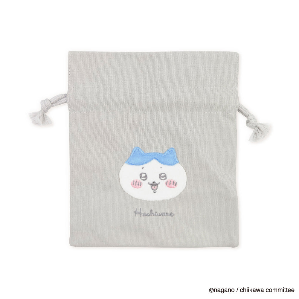 Chiikawa Fluffy Patch Drawstring Bag (Hachiware)