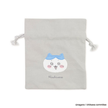 Chiikawa Fluffy Patch Drawstring Bag (Hachiware)