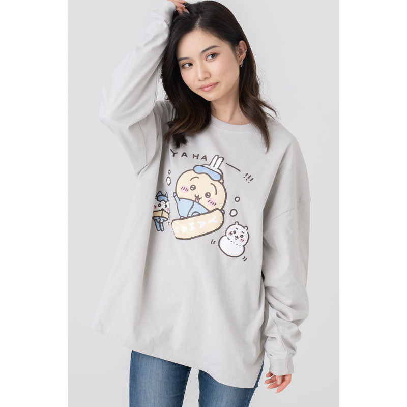 吉伊卡哇觀光 寬版長袖T恤 兔子滑雪板款（灰色）