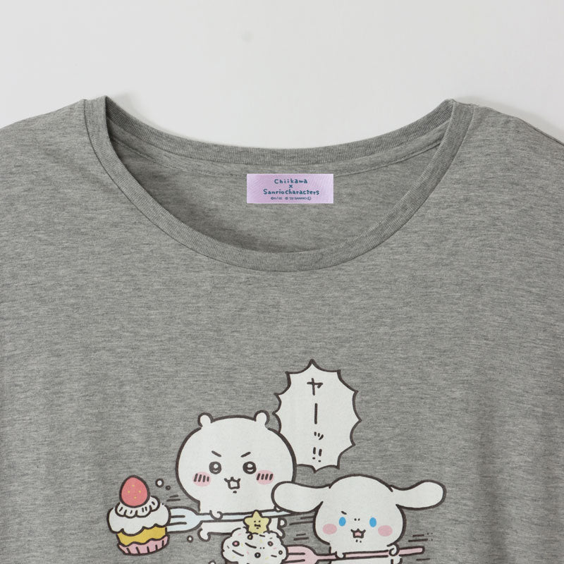 ちいかわ×サンリオキャラクターズ ドルマンワンピ ちいかわ×シナモロール ヘザーグレー FREE