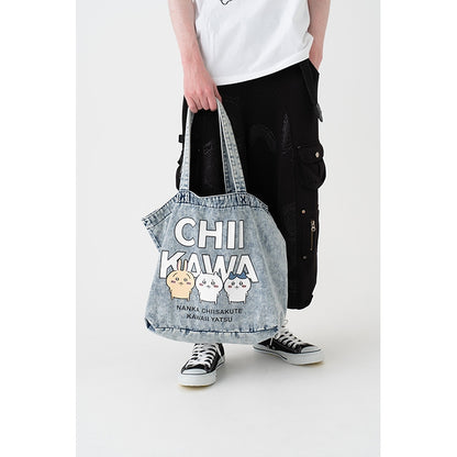 Chiikawa Denim Large Tote Bag (Chemical Wash)