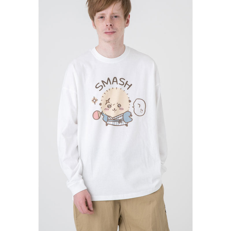 ちいかわ観光 ビックシルエットL/S Tシャツ スマッシュ(ホワイト)