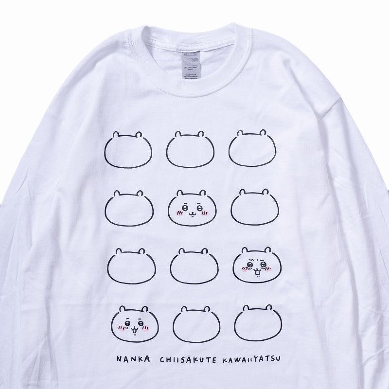 吉伊卡哇 臉部 長袖 T恤（白色）
