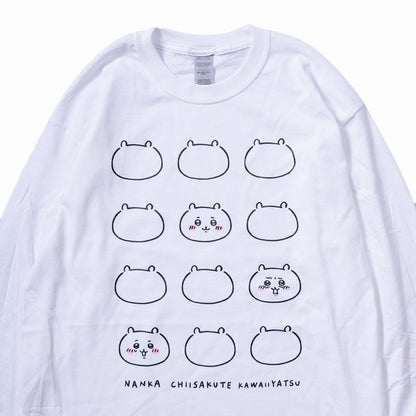 吉伊卡哇 臉部 長袖 T恤（白色）