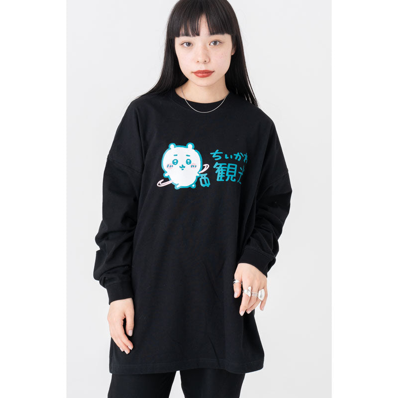 ちいかわ観光 ビックシルエットL/S Tシャツ 観光ロゴ(ブラック)