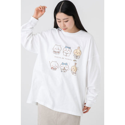 ちいかわ観光 ビックシルエットL/S Tシャツ 部屋で過ごす(ホワイト)