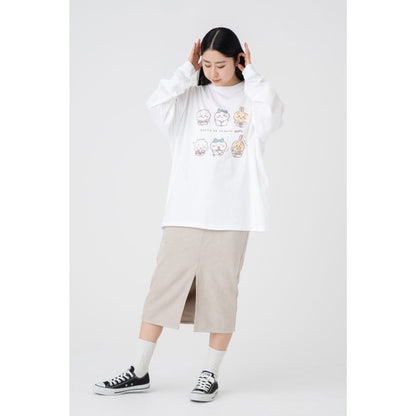 ちいかわ観光 ビックシルエットL/S Tシャツ 部屋で過ごす(ホワイト)