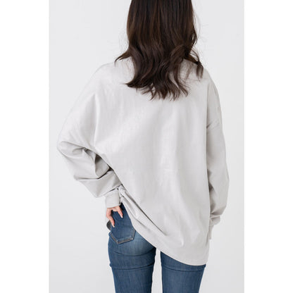 吉伊卡哇觀光 寬版長袖T恤 兔子滑雪板款（灰色）