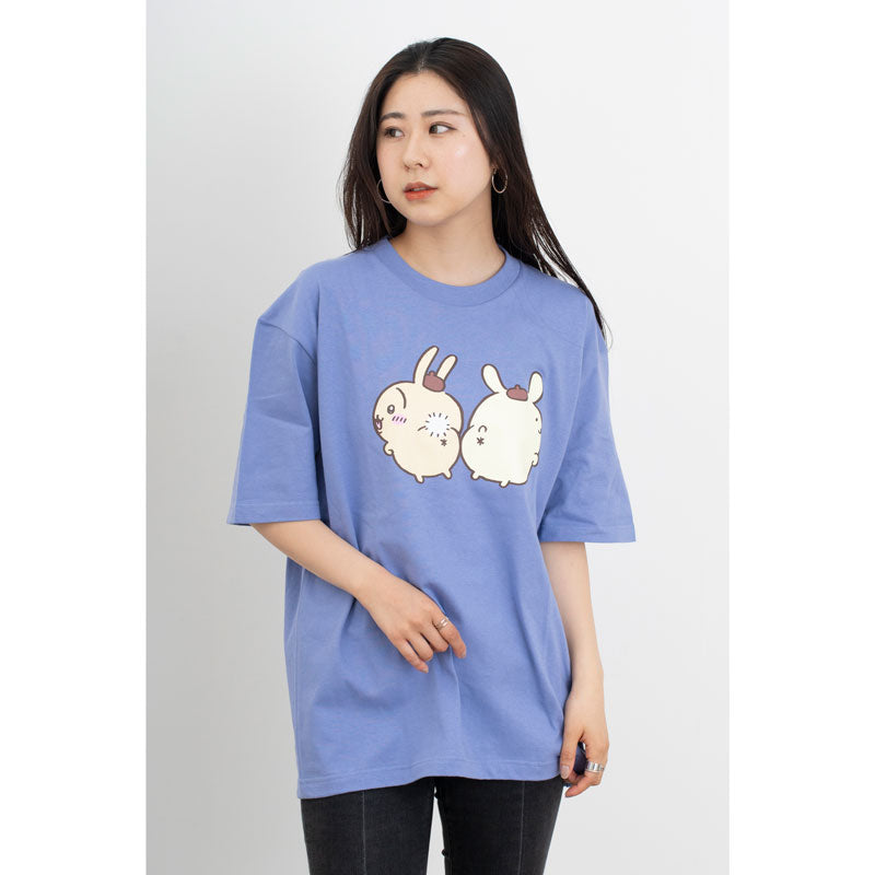 ちいかわ×サンリオキャラクターズ ビックTシャツ うさぎ×ポムポムプリン ダスティブルー