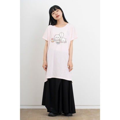 ちいかわ×サンリオキャラクターズ ドルマンワンピ ちいかわ×シナモロール ピンク FREE