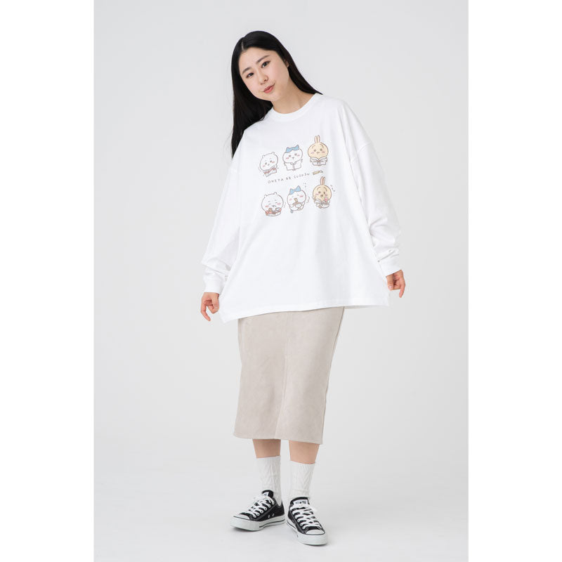 ちいかわ観光 ビックシルエットL/S Tシャツ 部屋で過ごす(ホワイト)