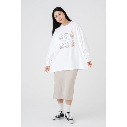 ちいかわ観光 ビックシルエットL/S Tシャツ 部屋で過ごす(ホワイト)