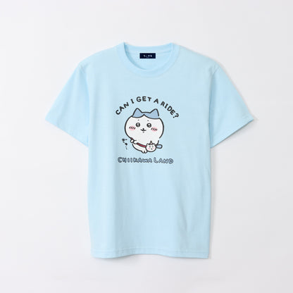 ちいかわらんど Tシャツ ハチワレ 乗れる？ ライトブルー