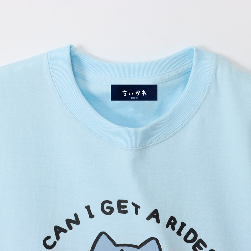 ちいかわらんど Tシャツ ハチワレ 乗れる？ ライトブルー