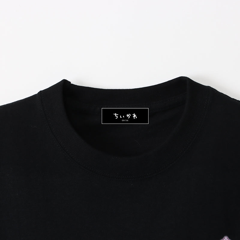 ちいかわ飯店 ビックTシャツ ネオンアート ブラック
