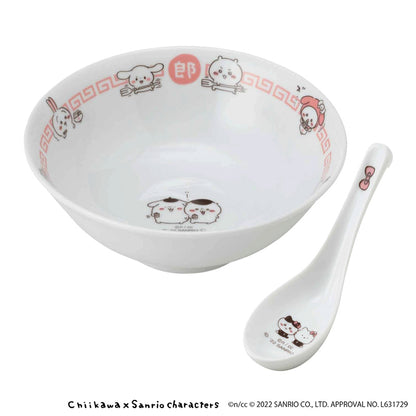 吉伊卡哇×三麗鷗角色 拉麵碗＆湯匙組